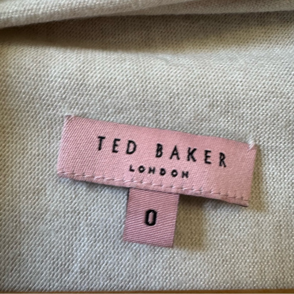 Ted Baker London light cream Kristo Waterfall Drape cardigan sweater - A - Picture 3 of 5